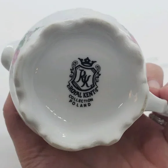 Vintage China Royal Kent Collection Poland Bavarian Rose Sugar Bowl & Creamer - Picture 12 of 13